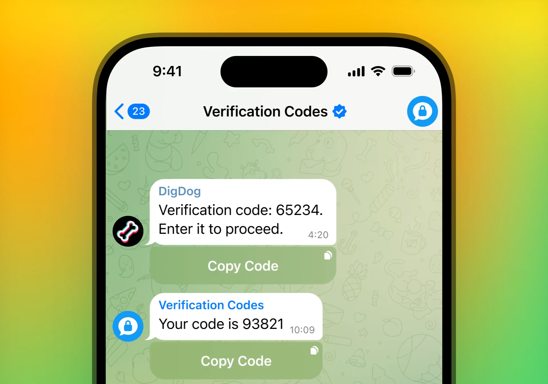 Безпечні коди підтвердження у Telegram