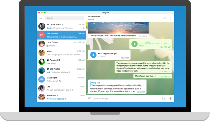 Telegram для Windows — знімок екрана